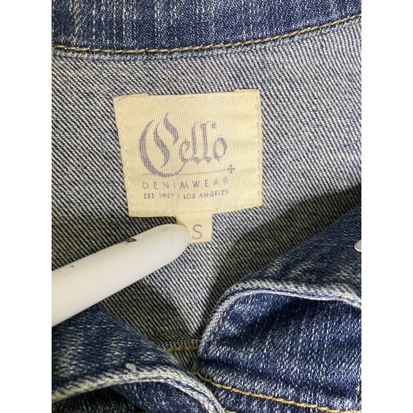 Cello Denimwear Los Angeles Distressed Cropped Jean Jacket Size Small - Picture 4 of 8